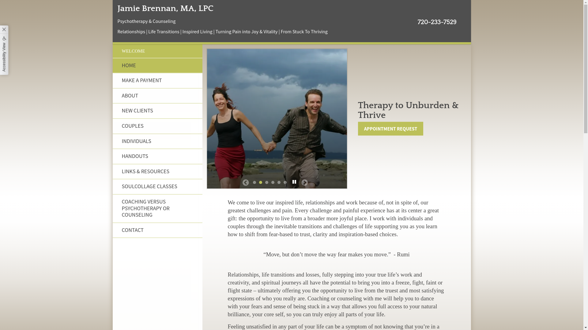 website screenshot of https://jamiebrennantherapy.com/