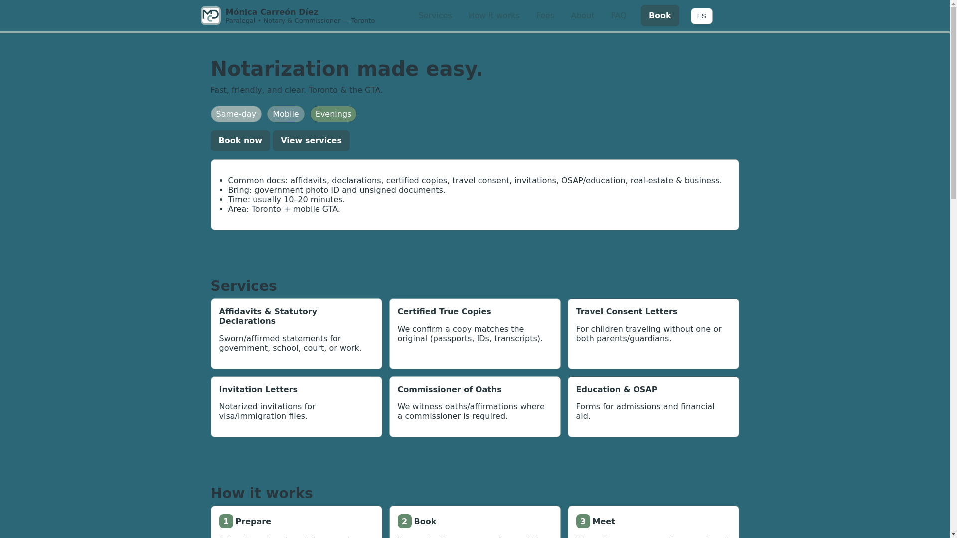website screenshot of https://carenotaryservices.com/