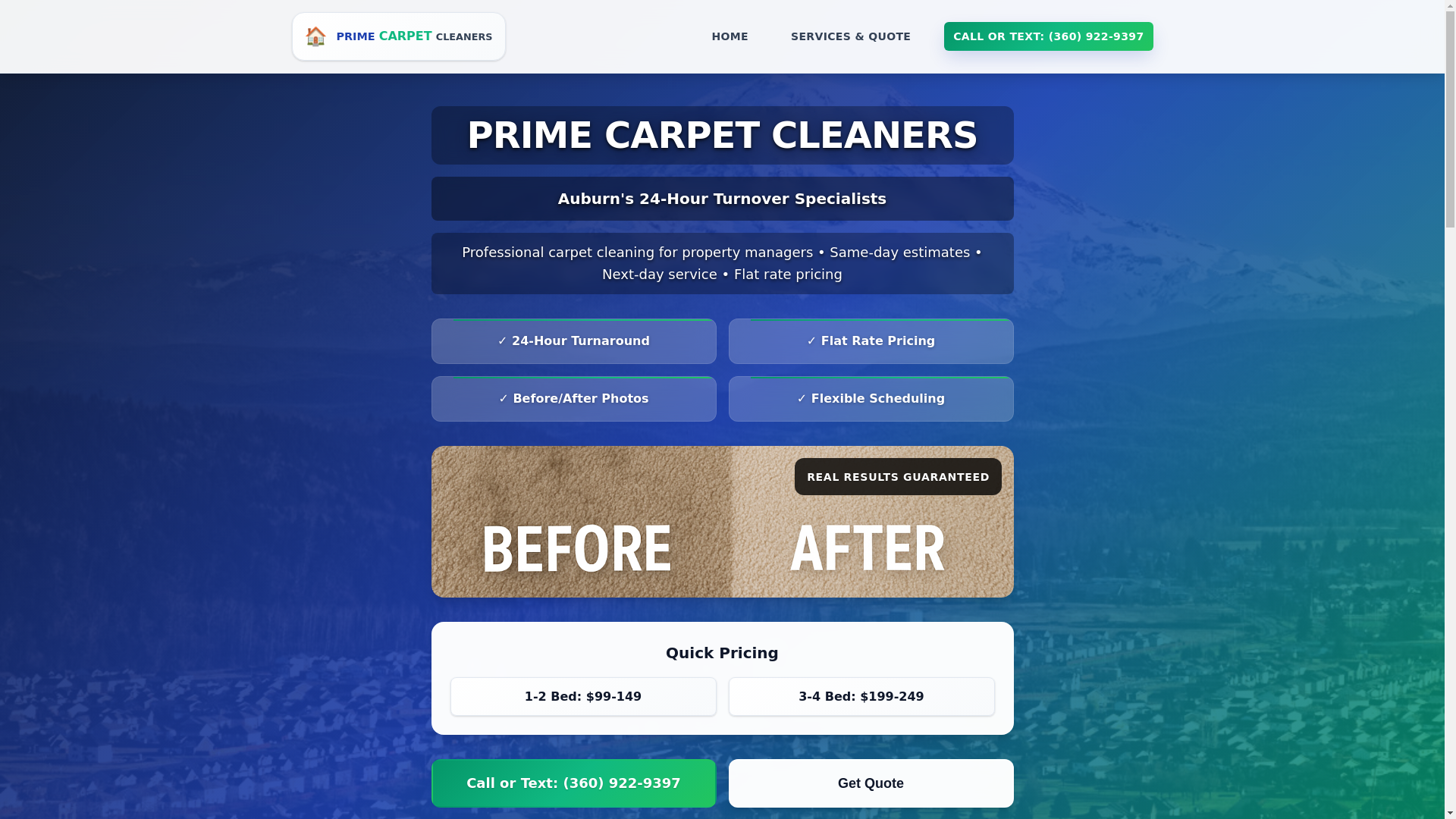 website screenshot of https://primecarpetcleaners.co/