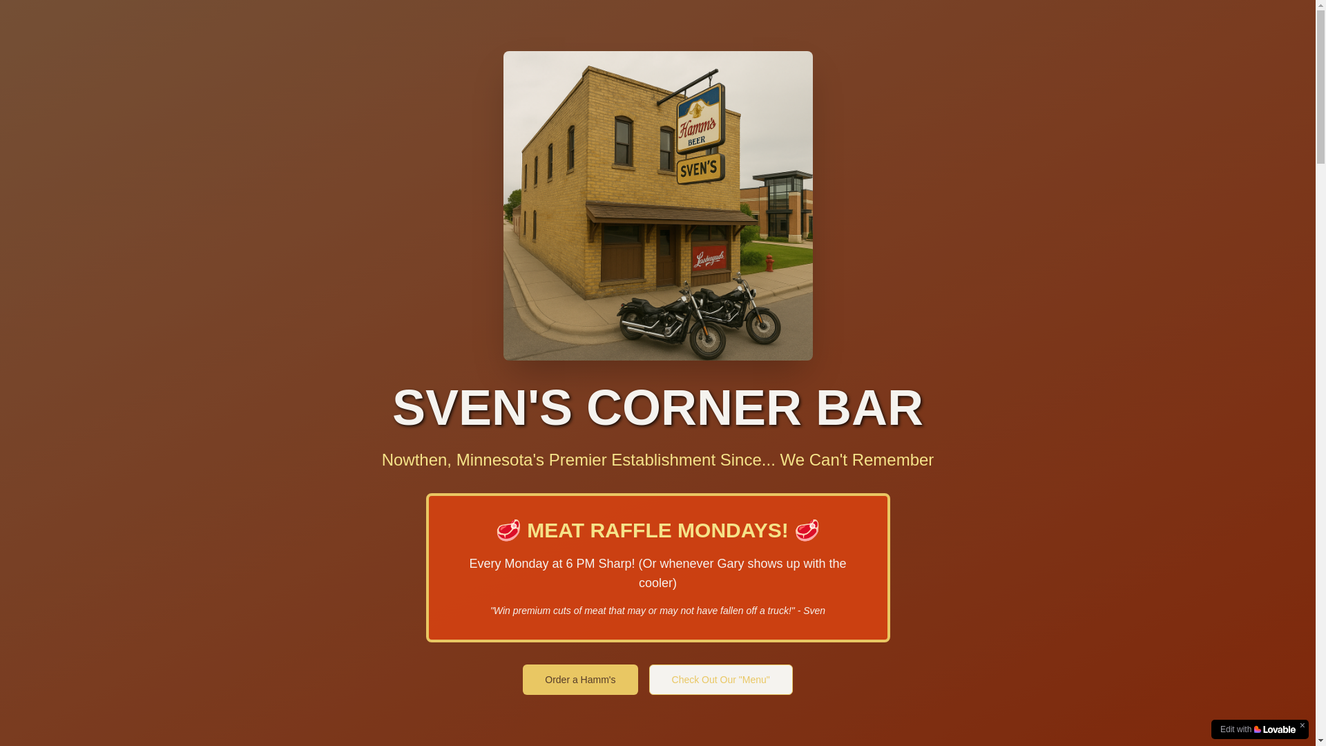 website screenshot of https://svenscornerbar.com/