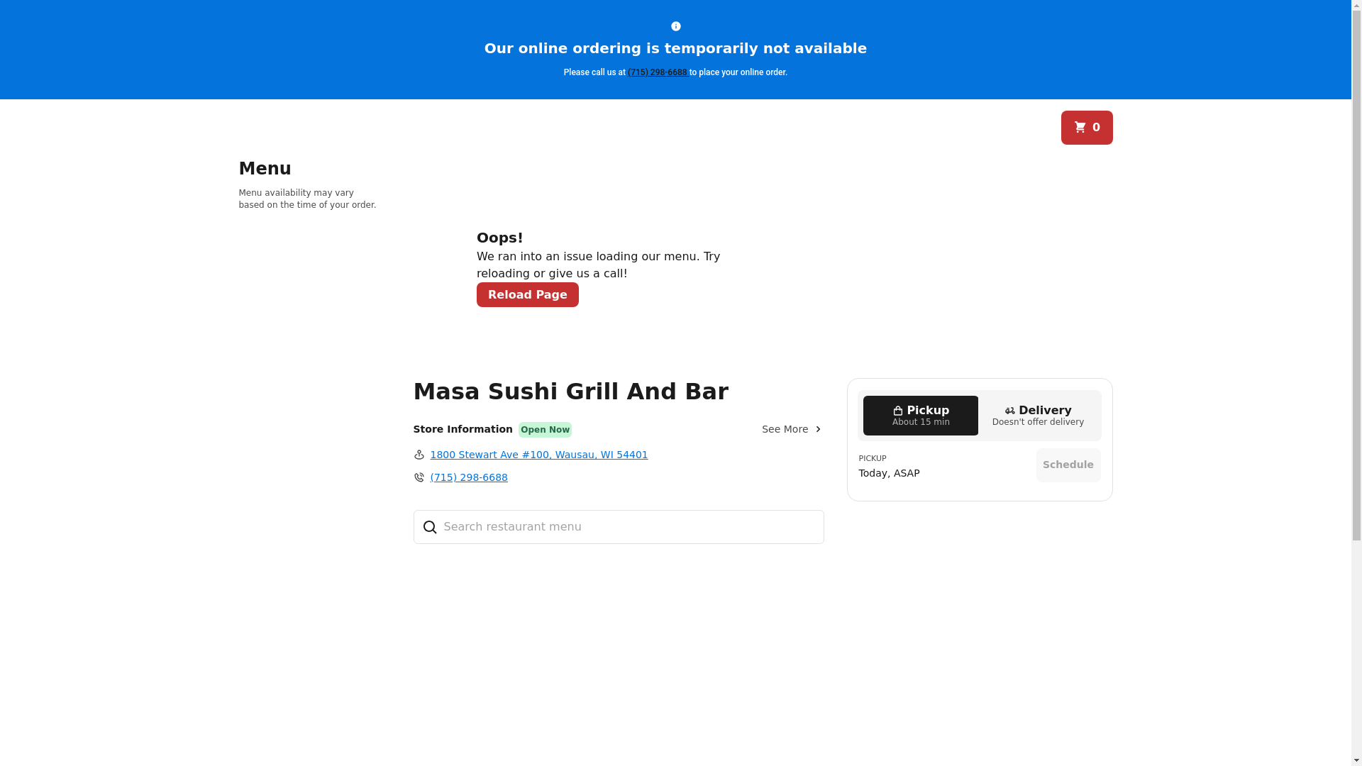 website screenshot of https://masasushigrillbar.com/