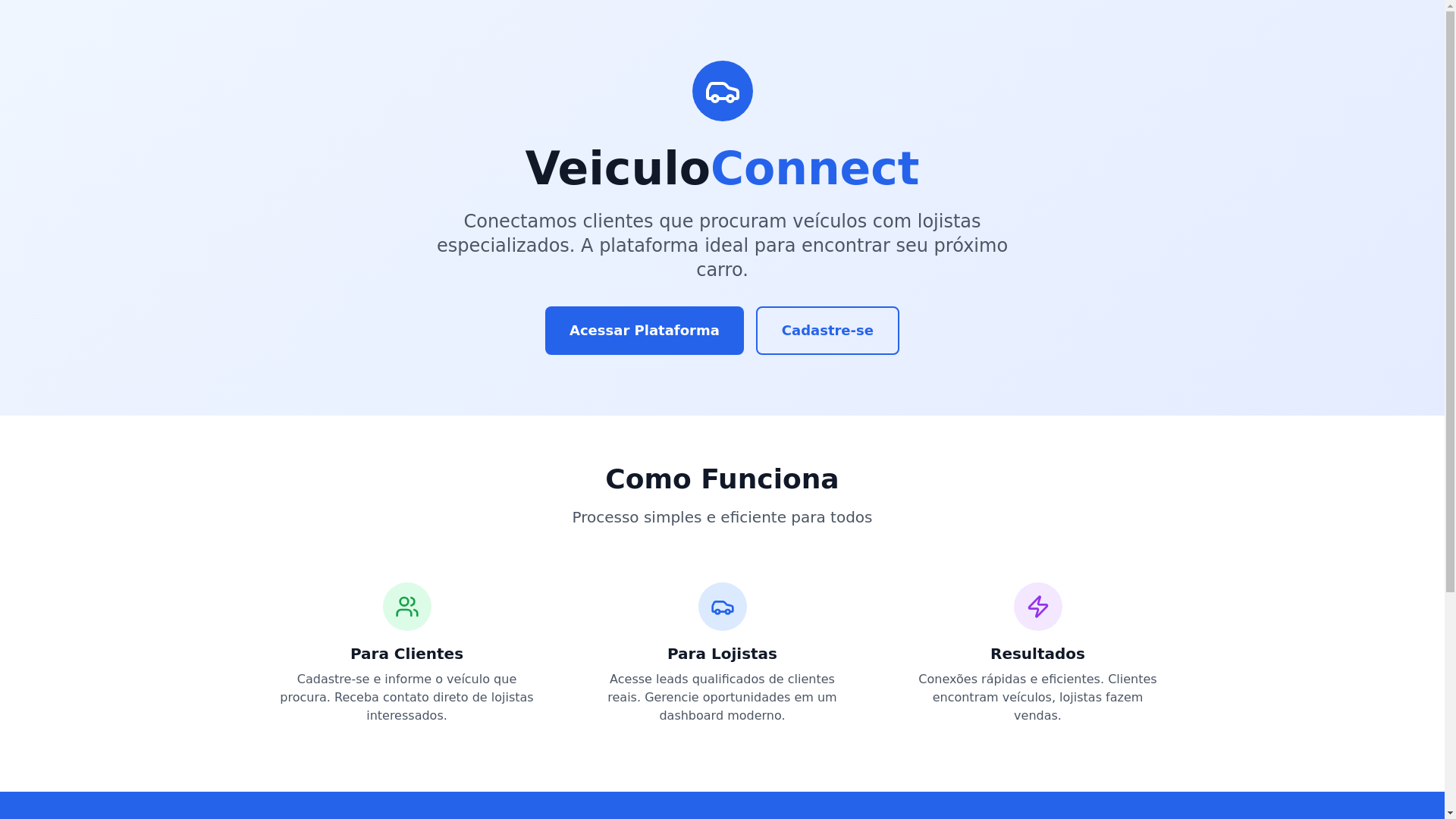 website screenshot of https://veiculoconnect.app/