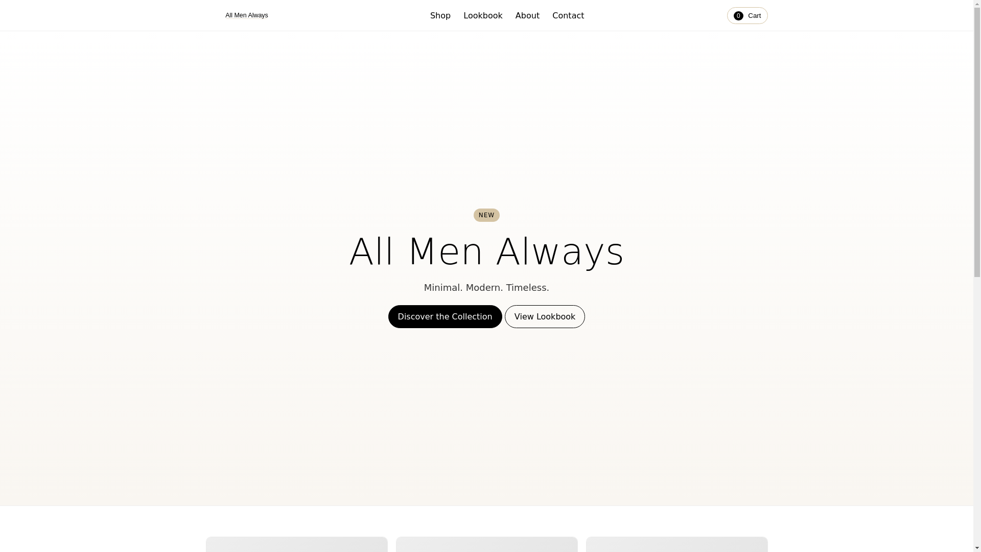 website screenshot of https://allmenalways.com/