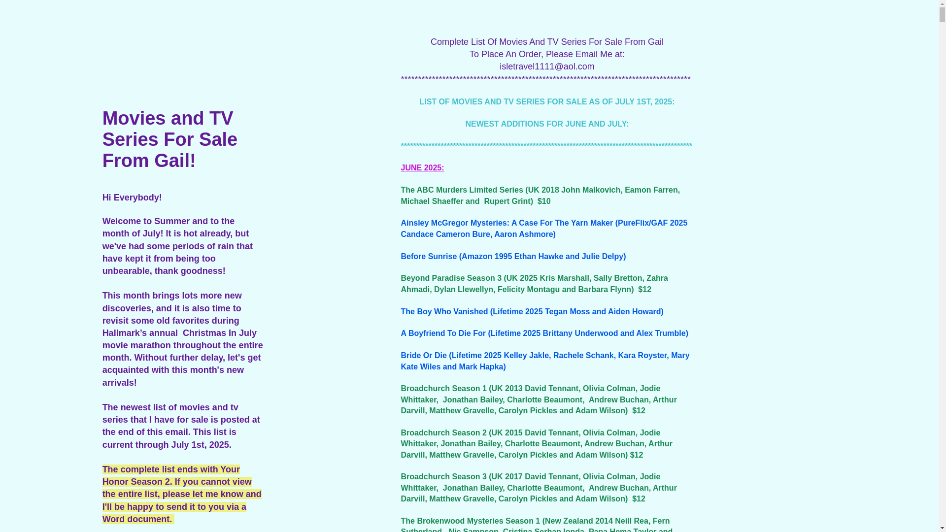 website screenshot of https://moviesfromgail.com/