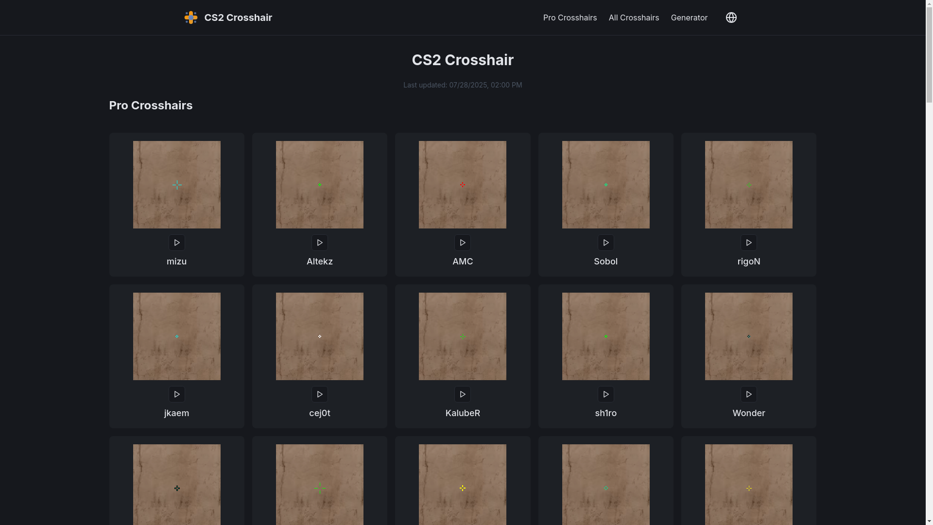 website screenshot of https://cs2crosshair.pages.dev/