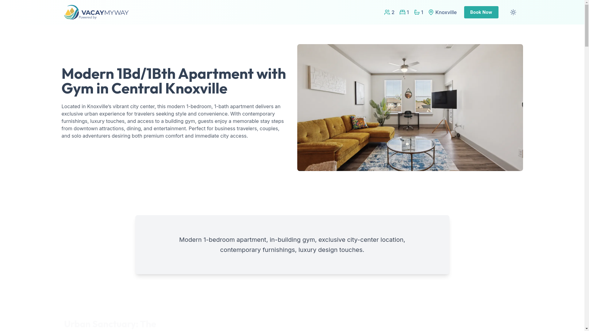 website screenshot of https://chicknoxville.vacations/