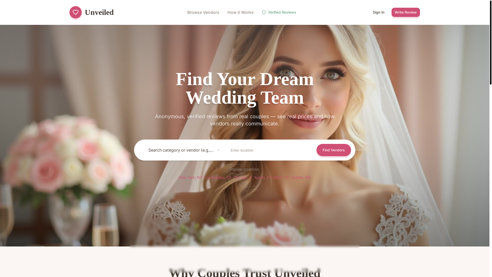 website screenshot of https://unveiledreviews.com/
