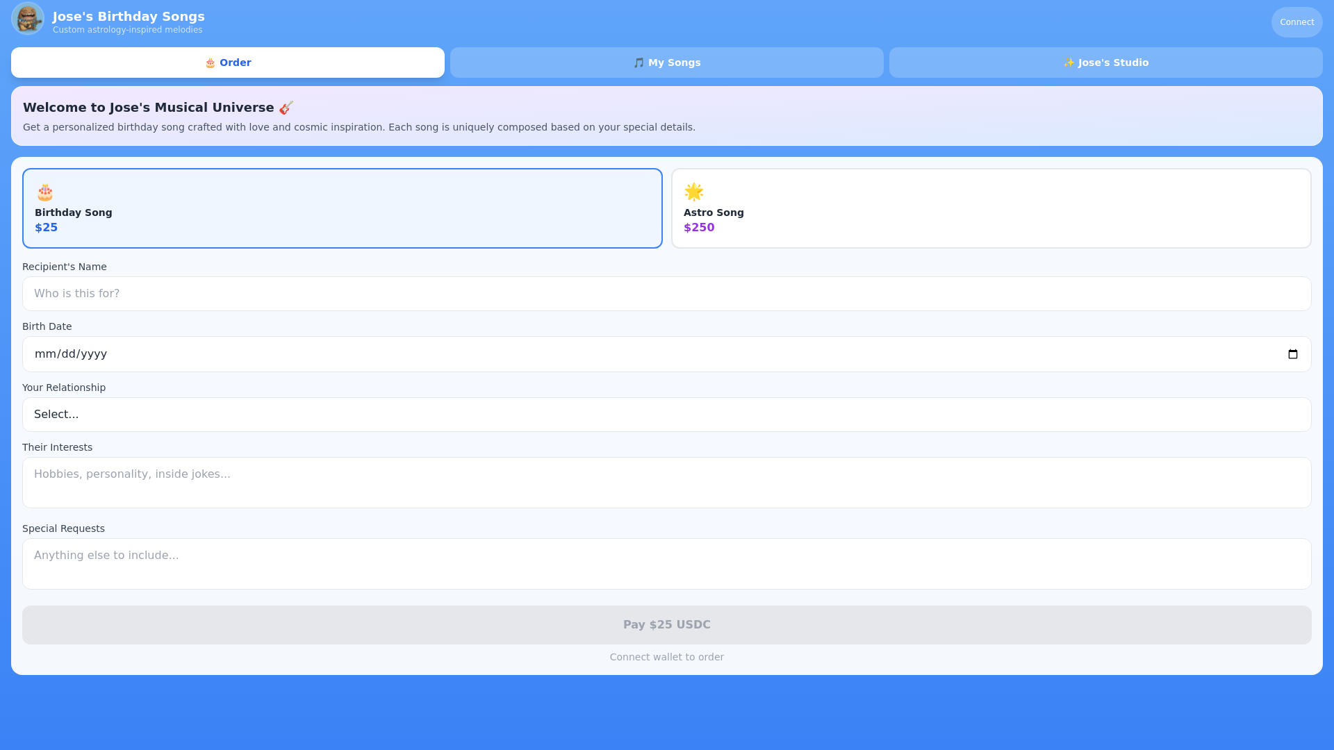 website screenshot of https://birthdays-with-jose-dashboard.pages.dev/