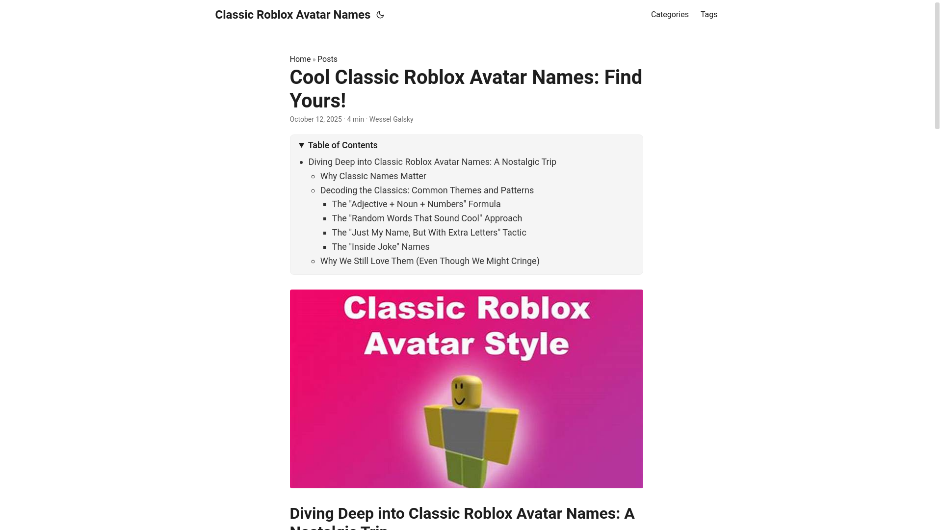 website screenshot of https://classic-roblox-avatar-names.pages.dev/