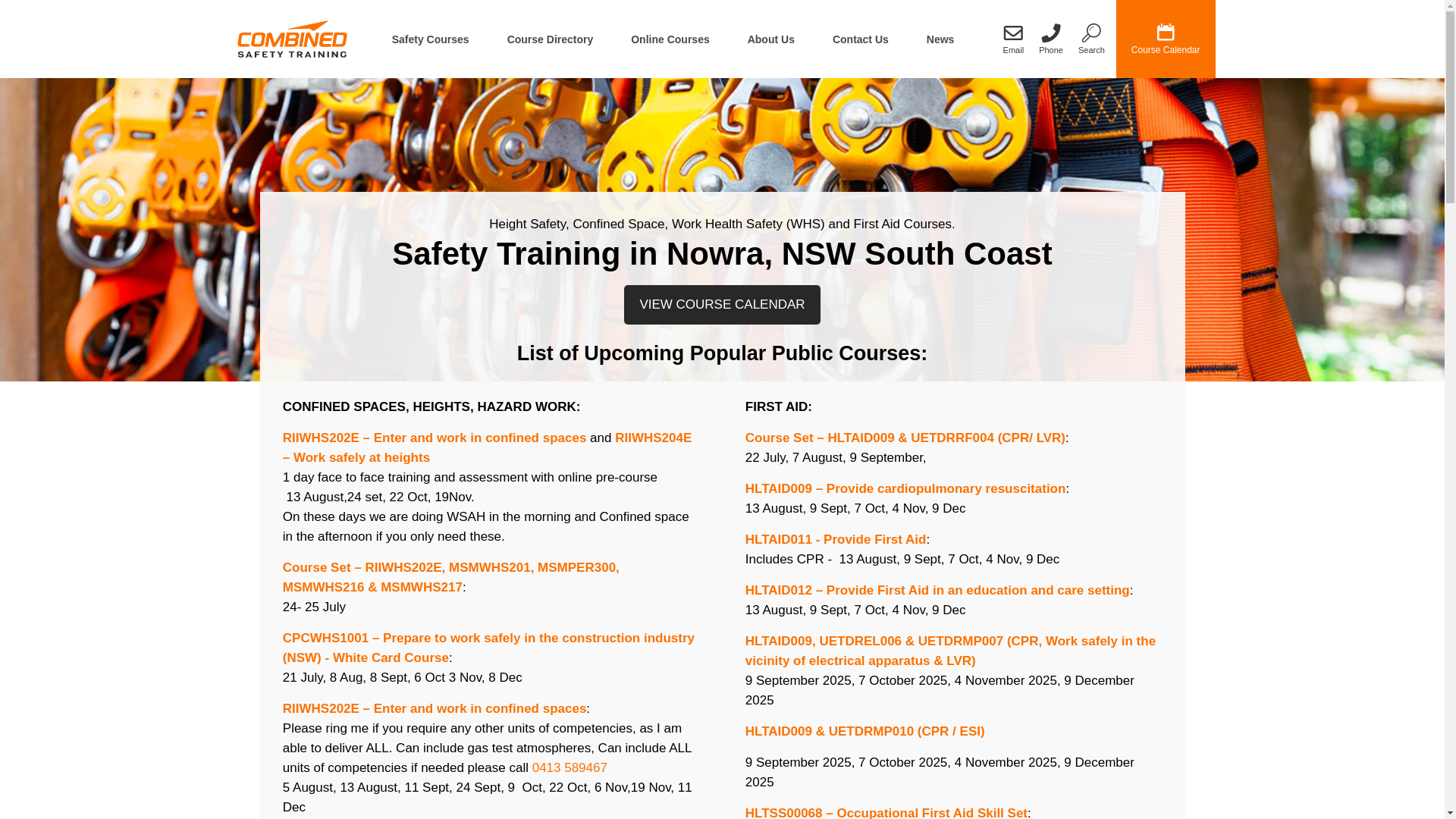 website screenshot of https://combinedsafetytraining.au/