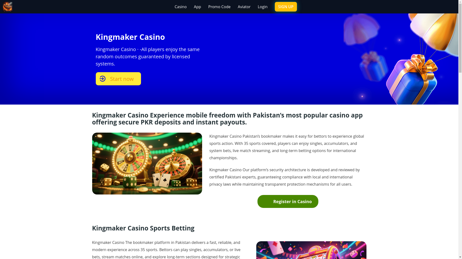 website screenshot of https://kingmakercasinoj.com/