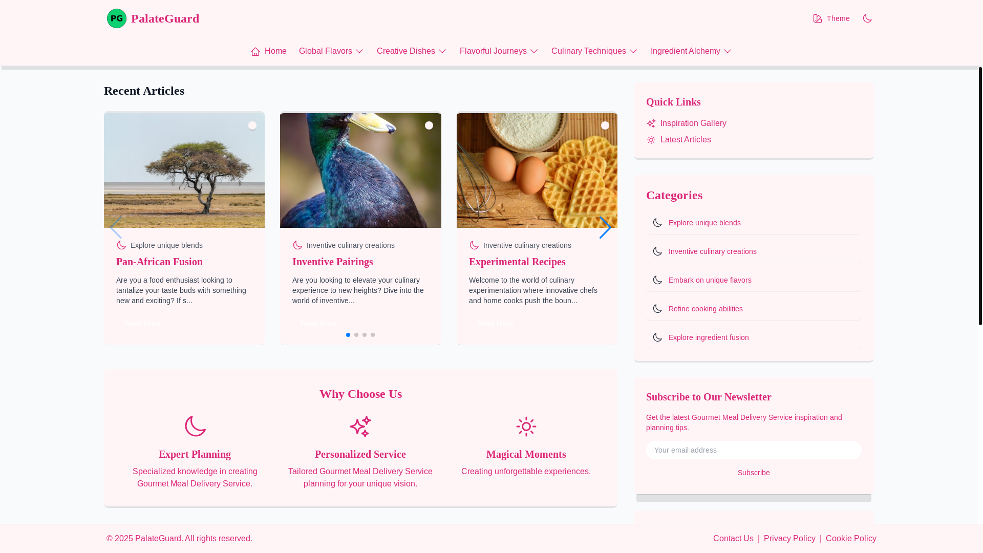 website screenshot of https://platepaladin.food/