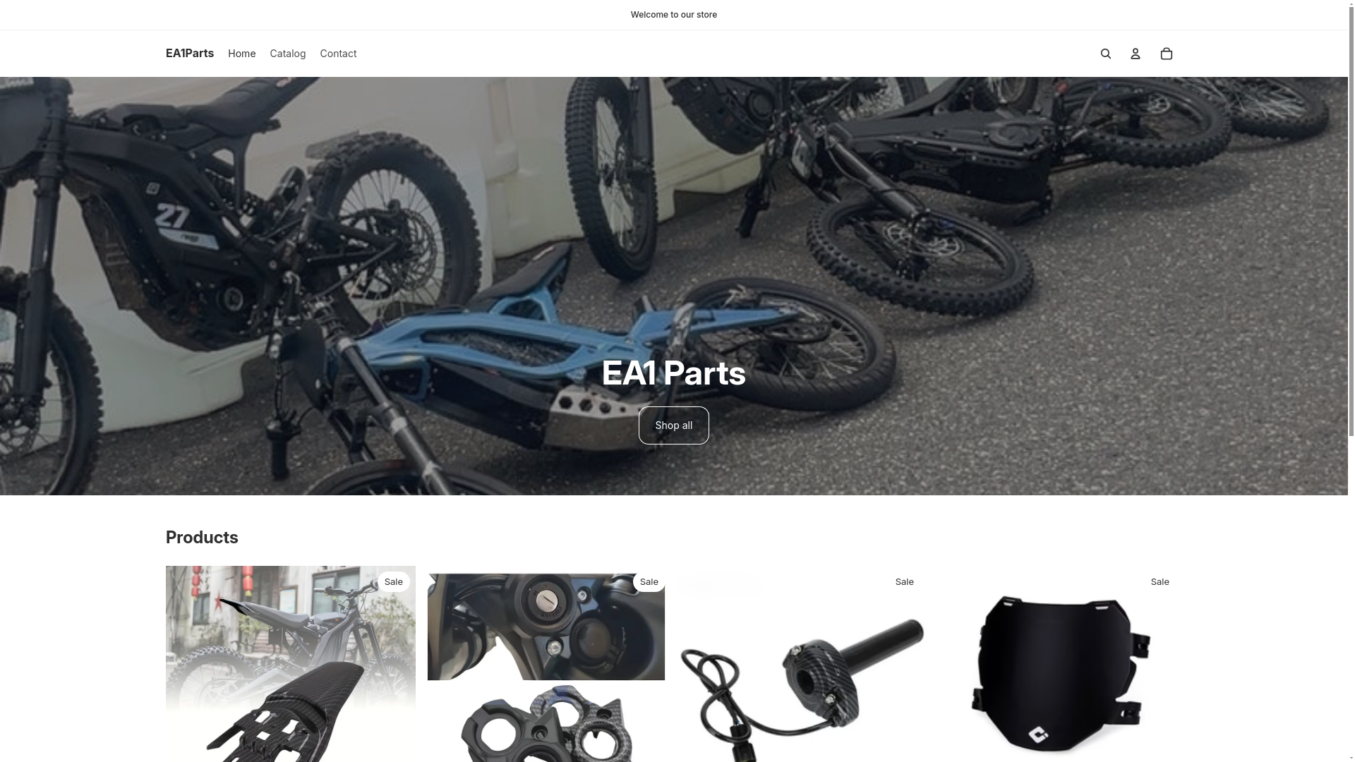 website screenshot of https://ea1parts.com/