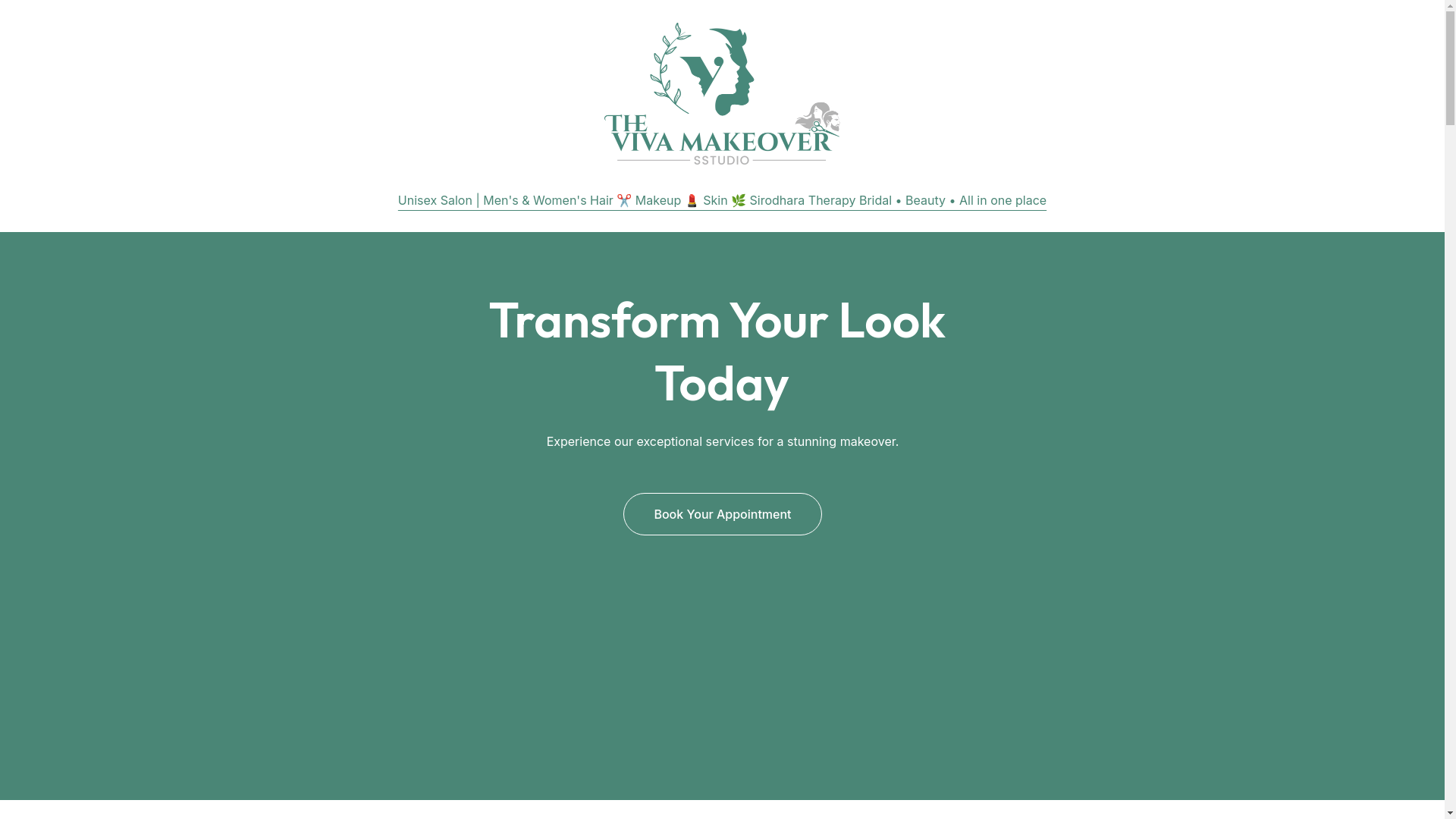 website screenshot of https://thevivamakeoversstudio.in/