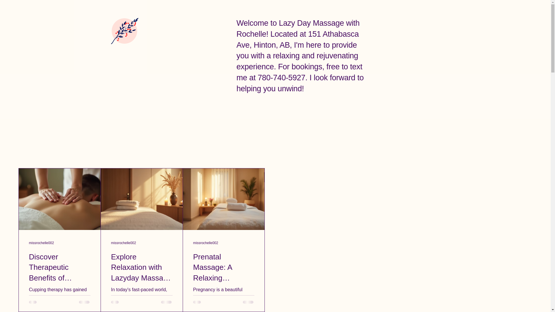 website screenshot of https://lazydaymassages.com/