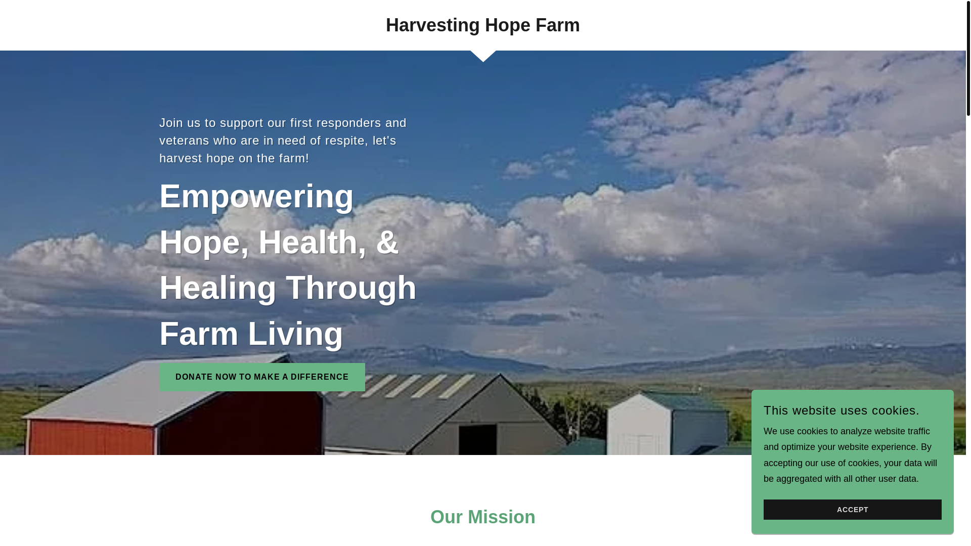 website screenshot of https://harvestinghopefarm.org/