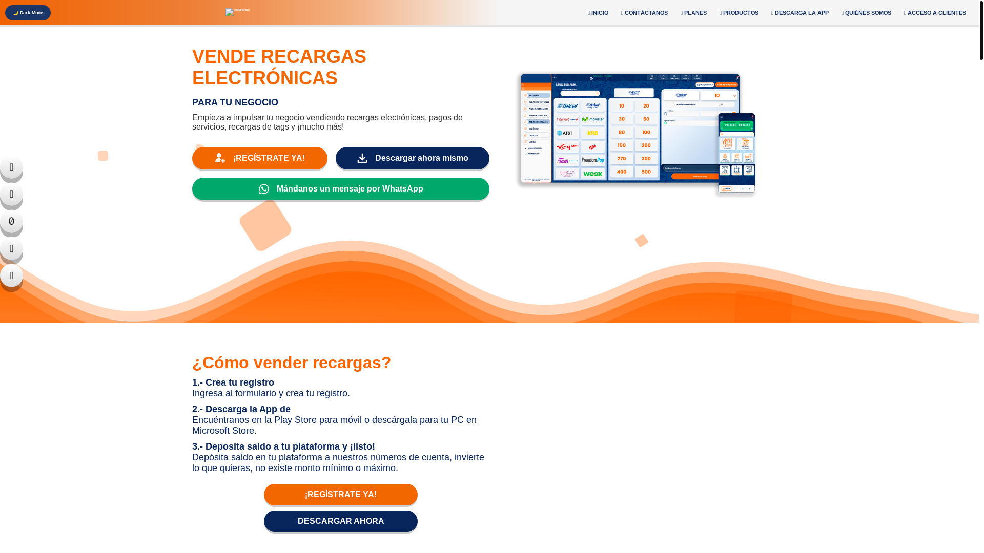 website screenshot of https://venderrecargas.com.mx/
