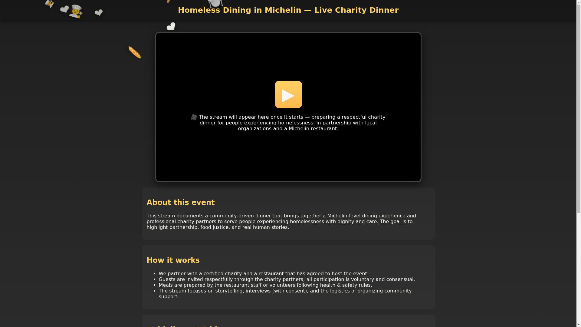 website screenshot of https://homelessdining.com/