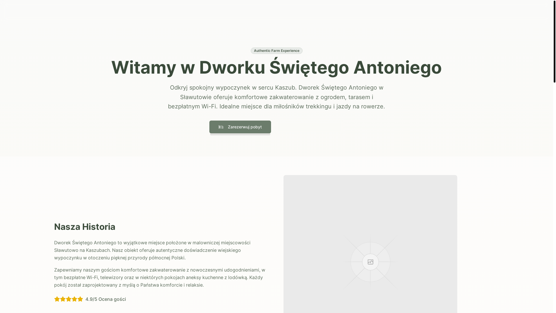 website screenshot of https://dworekswietegoantoniego.pl/