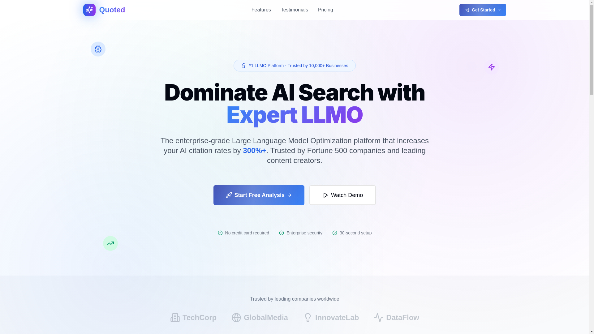 website screenshot of https://getquoted.app/