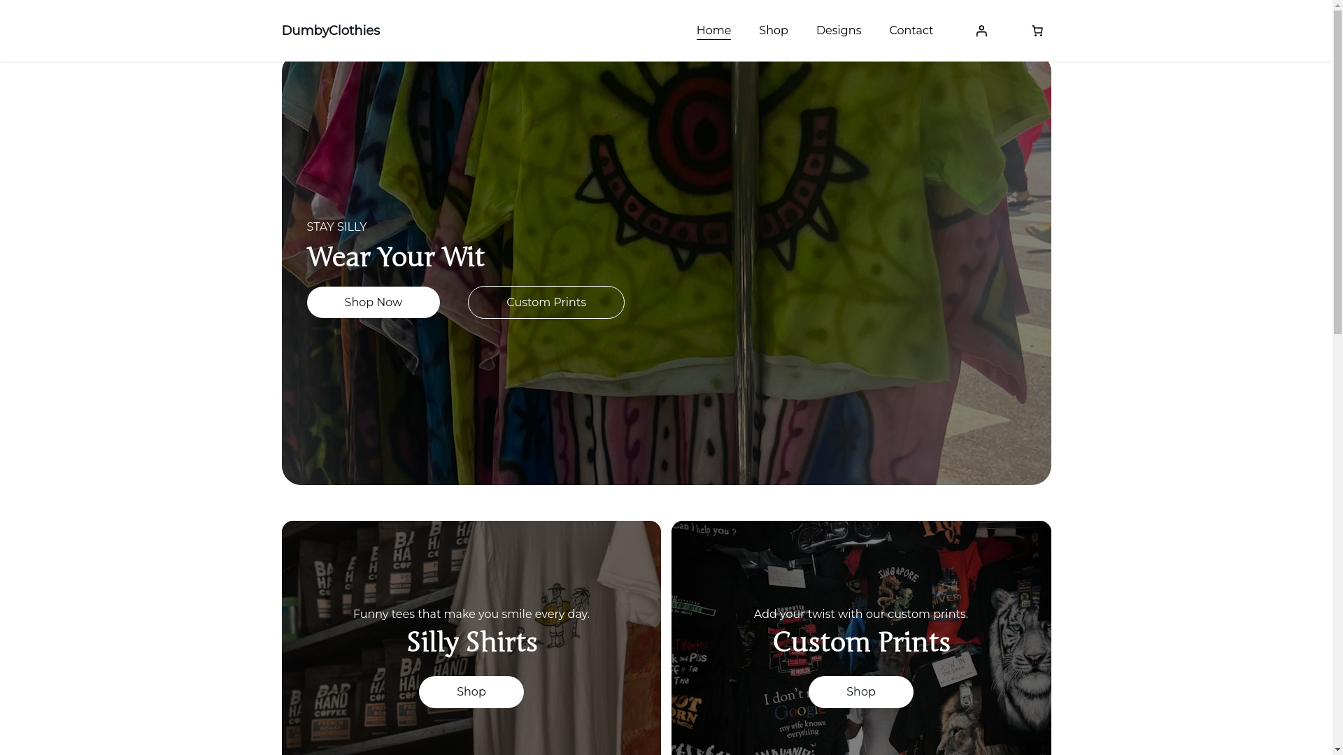 website screenshot of https://dumbyclothies.shop/