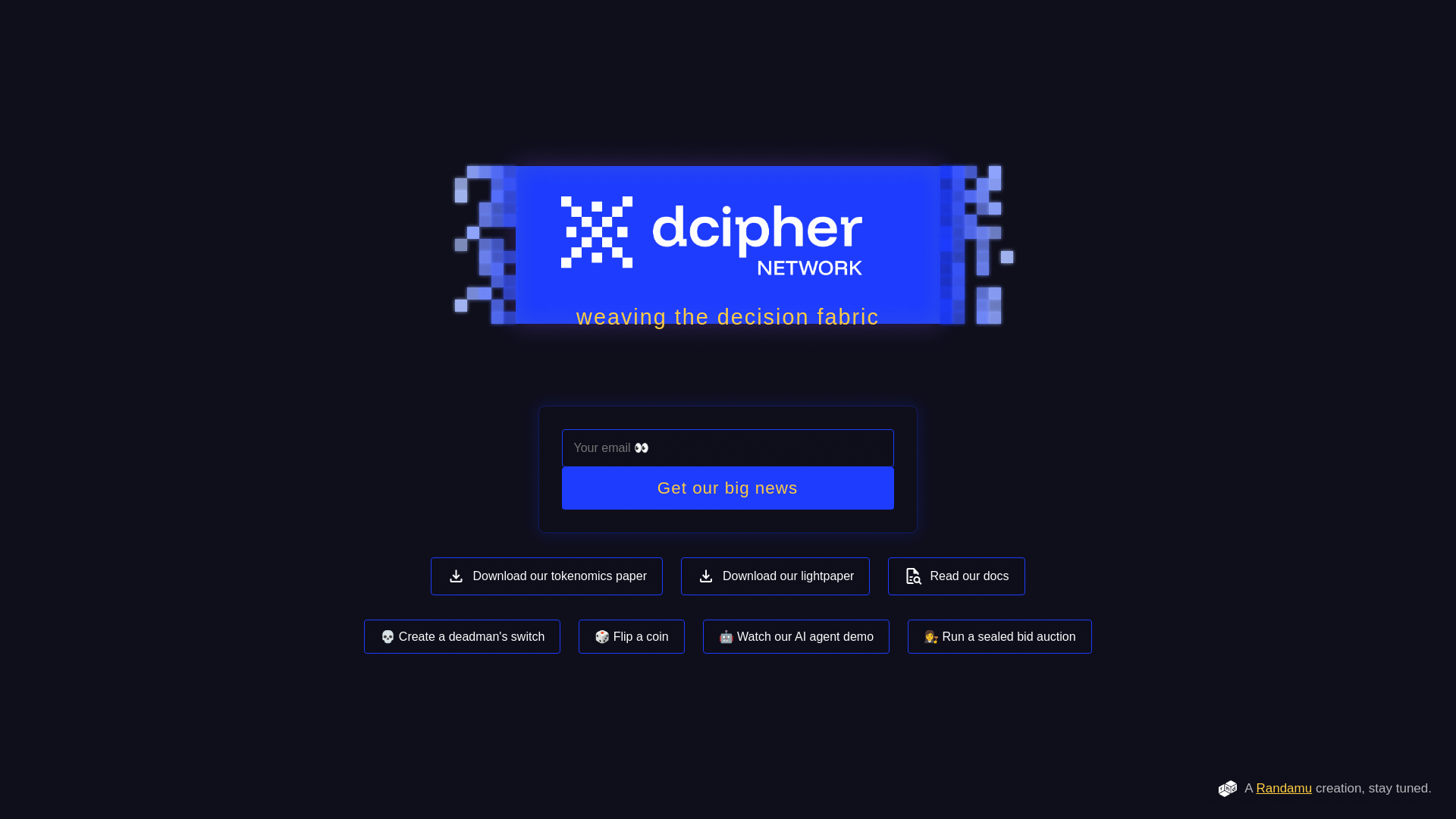 website screenshot of https://dcipher-landing.pages.dev/