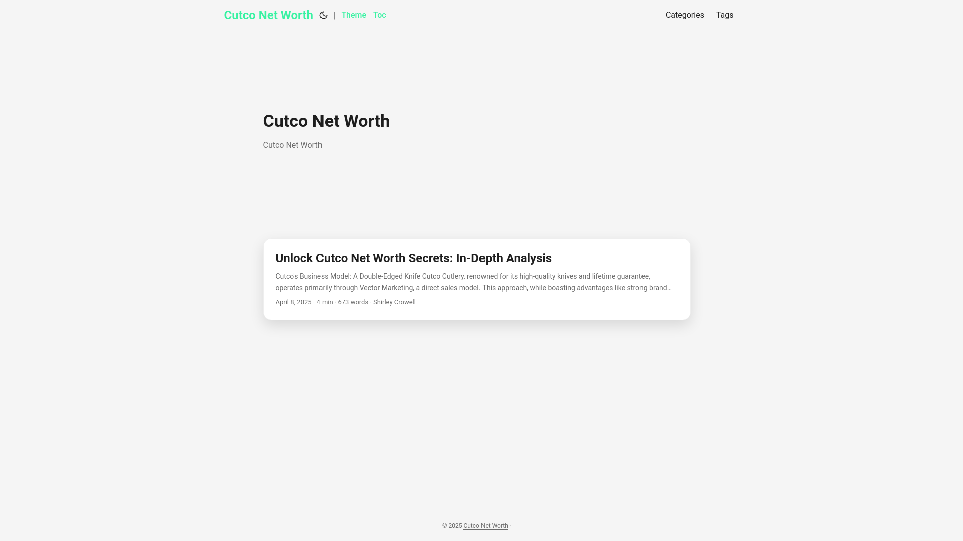 website screenshot of https://cutco-net-worth.pages.dev/