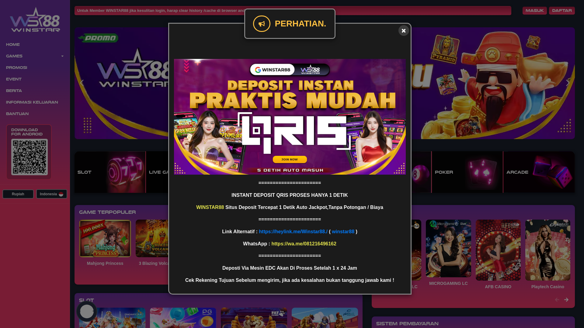 website screenshot of https://winstar88dragon.com/