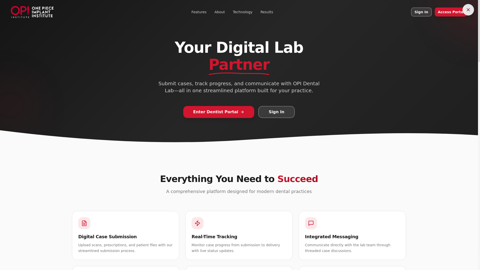 website screenshot of https://opidentallab.com/