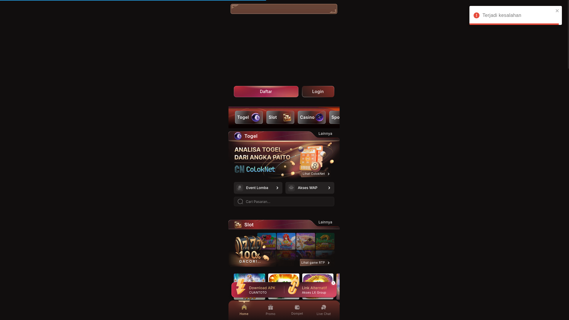 website screenshot of https://cuan-apk3.xyz/