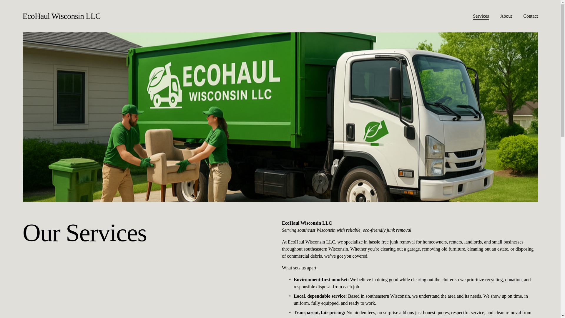 website screenshot of https://ecohaulwisconsin.com/
