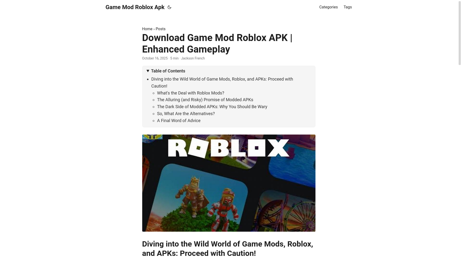 website screenshot of https://game-mod-roblox-apk.pages.dev/