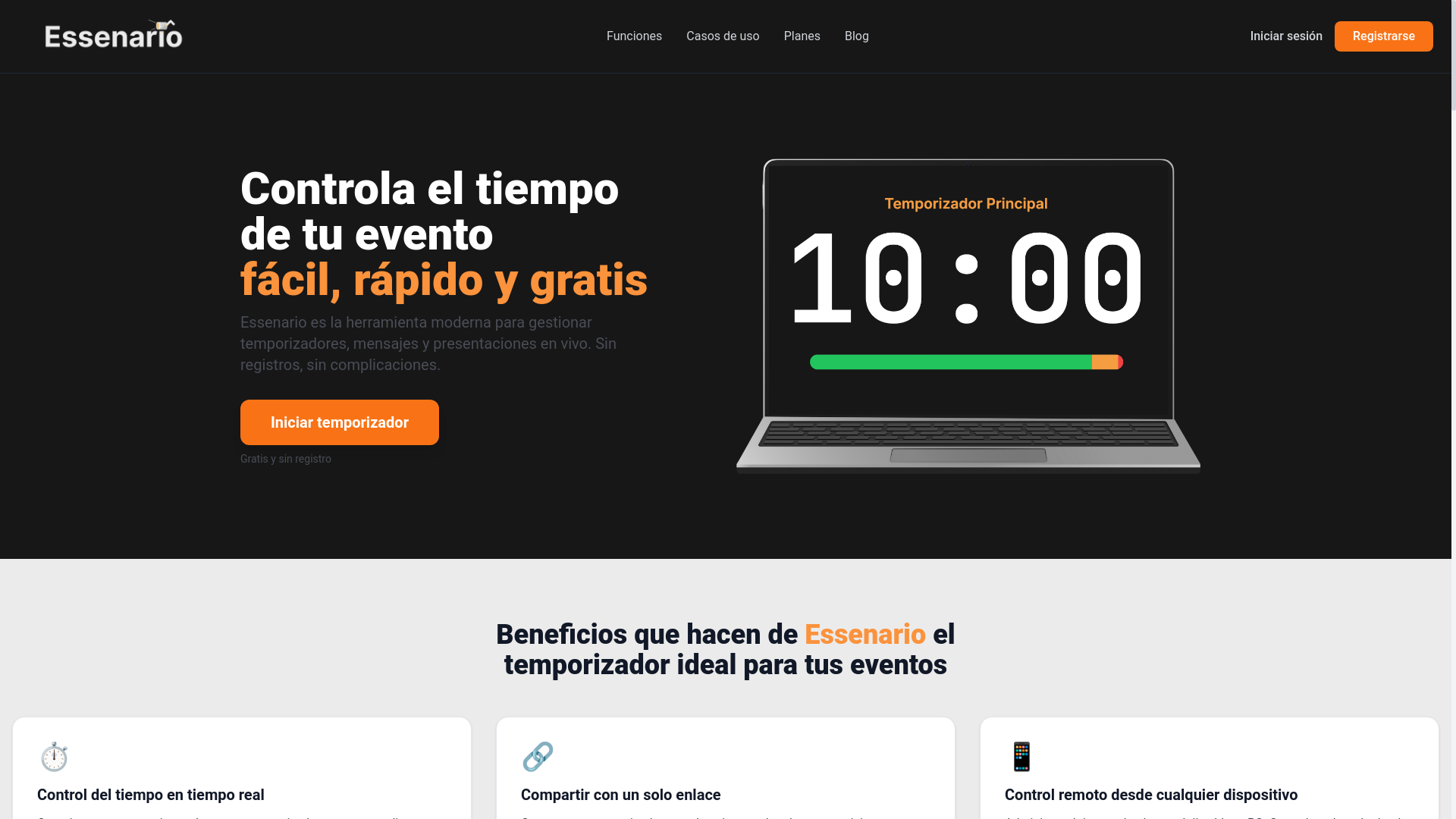 website screenshot of https://essenario.com/