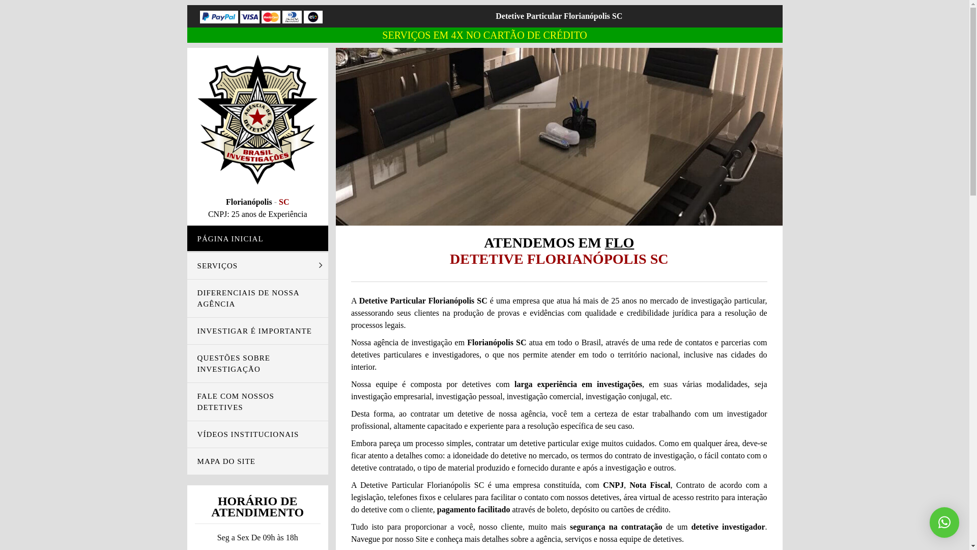 website screenshot of https://florianopolisinvestigacoes.com.br/