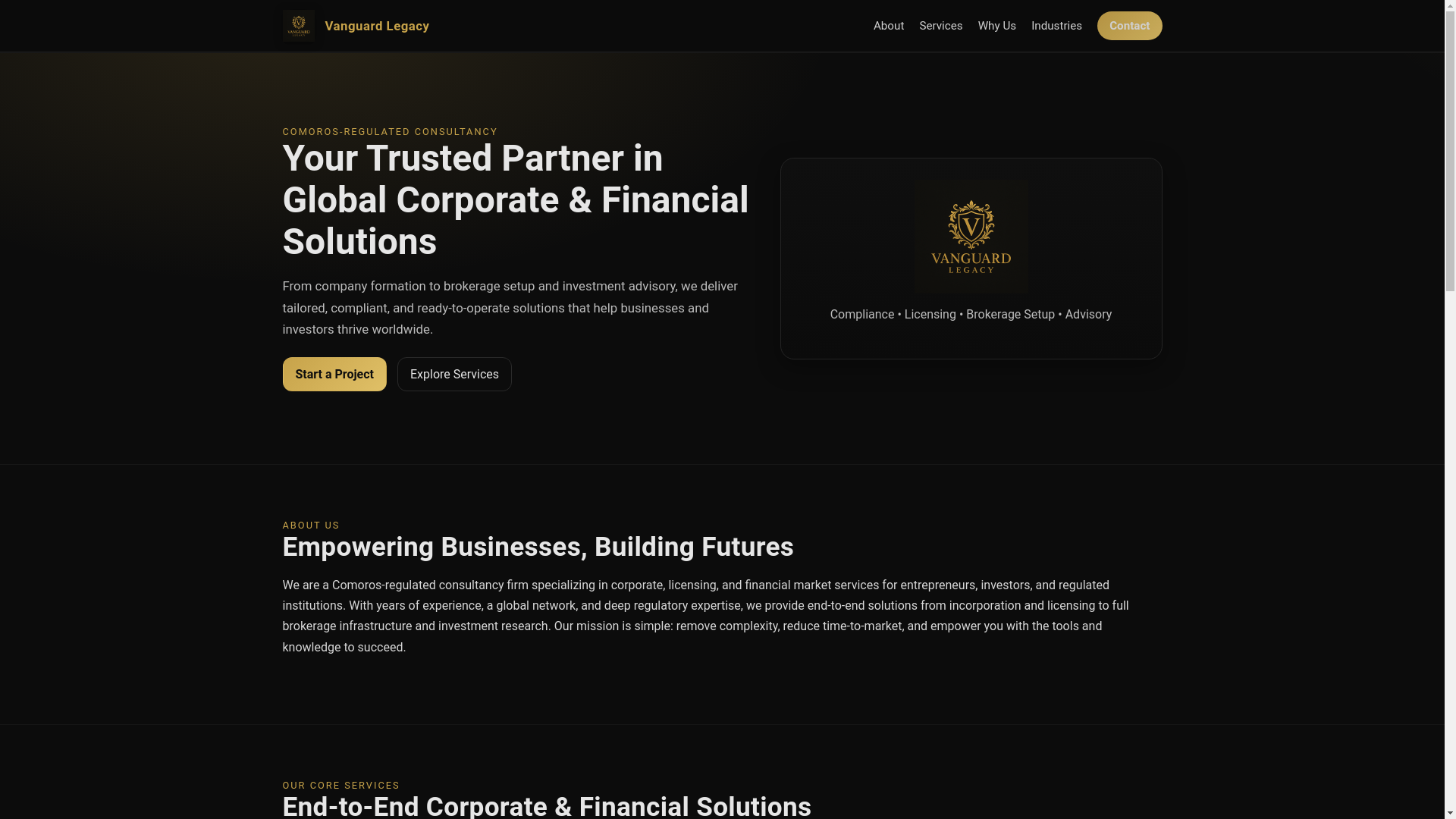 website screenshot of https://vanguard-legacy.net/
