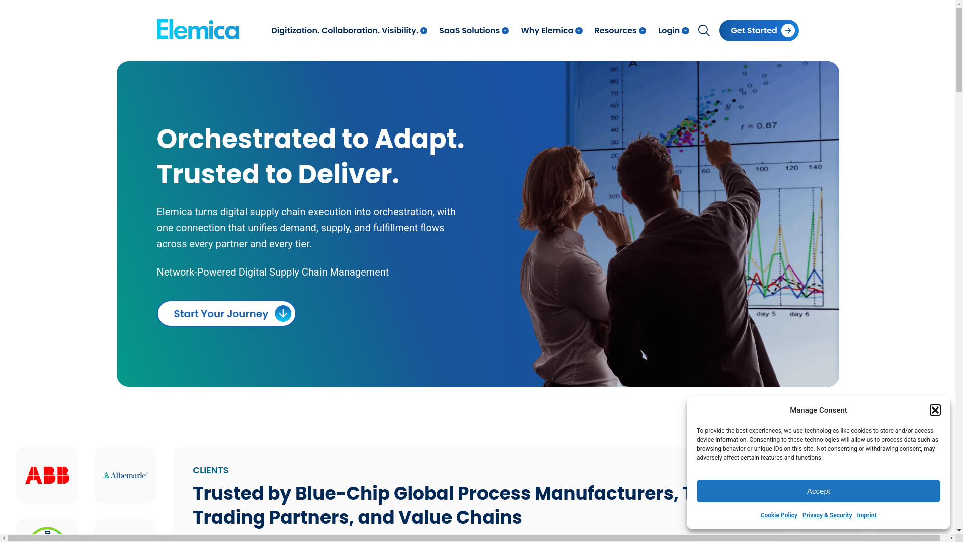 website screenshot of https://elemica-partners.com/