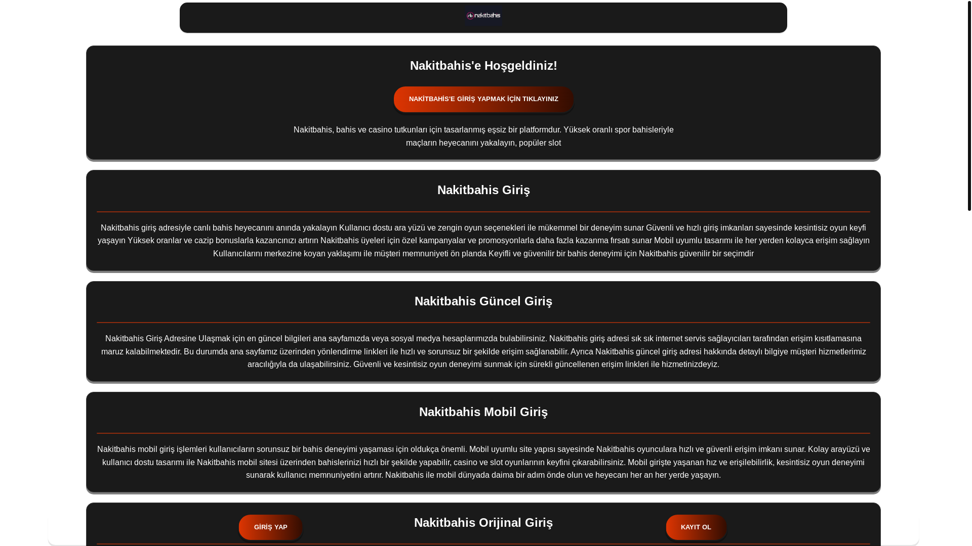 website screenshot of https://nakitbahisson.com/