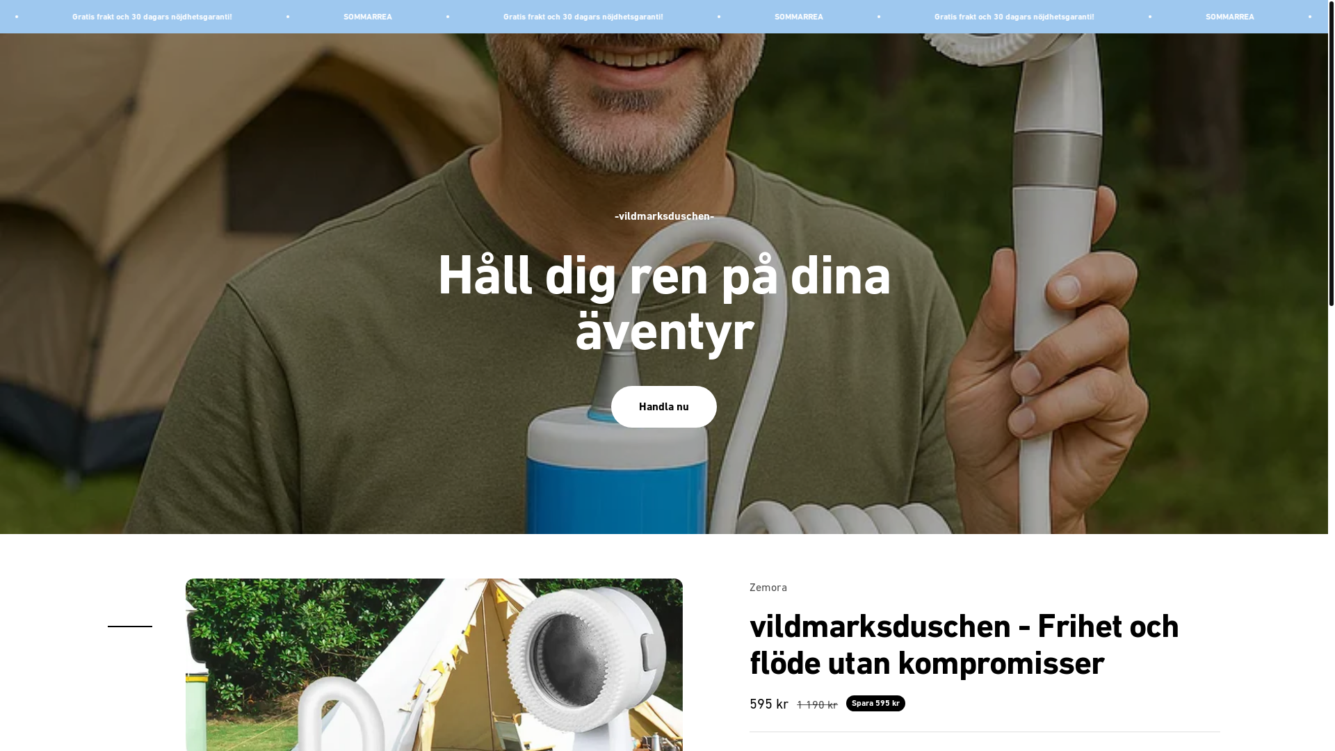 website screenshot of https://vildmarksduschen.se/