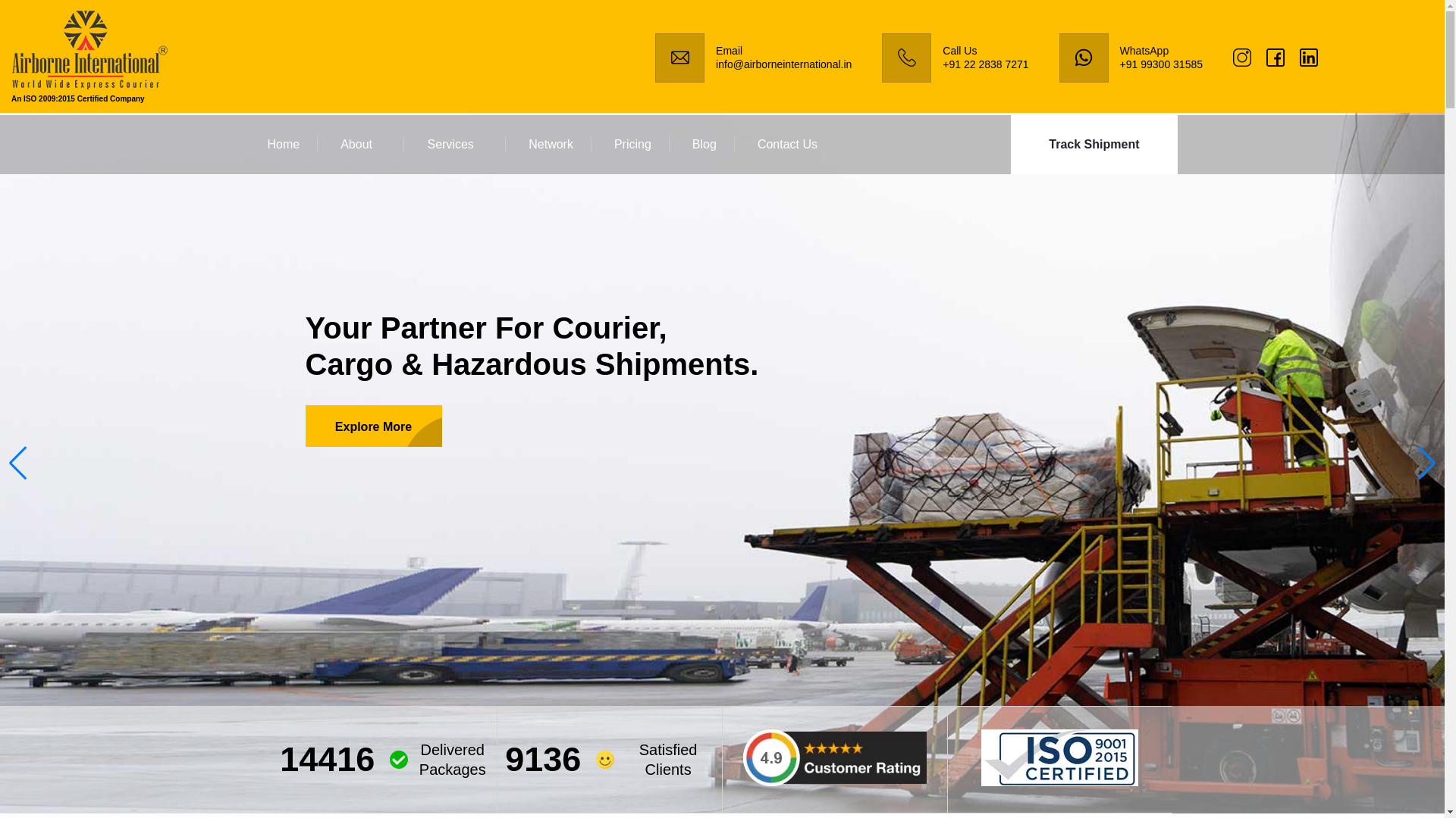 website screenshot of https://airborneinternational.in/