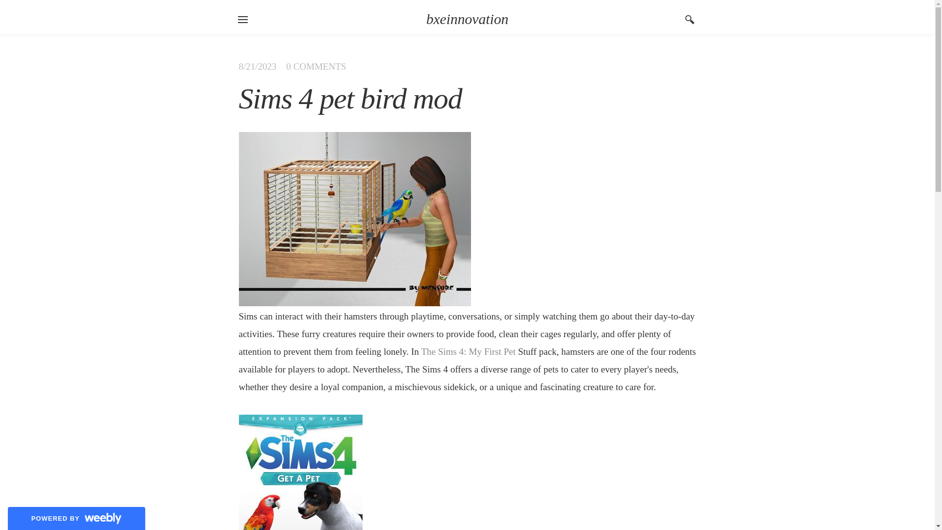website screenshot of https://bxeinnovation.weebly.com/blog/sims-4-pet-bird-mod