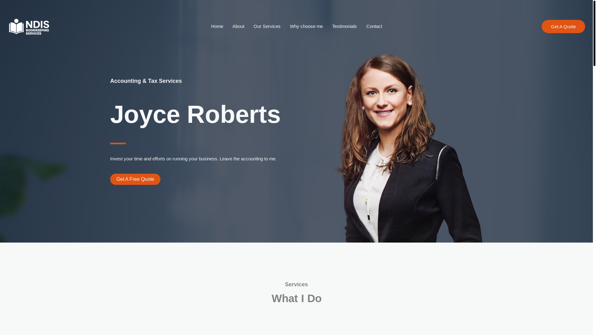 website screenshot of https://ndisbookkeepingservices.com.au/
