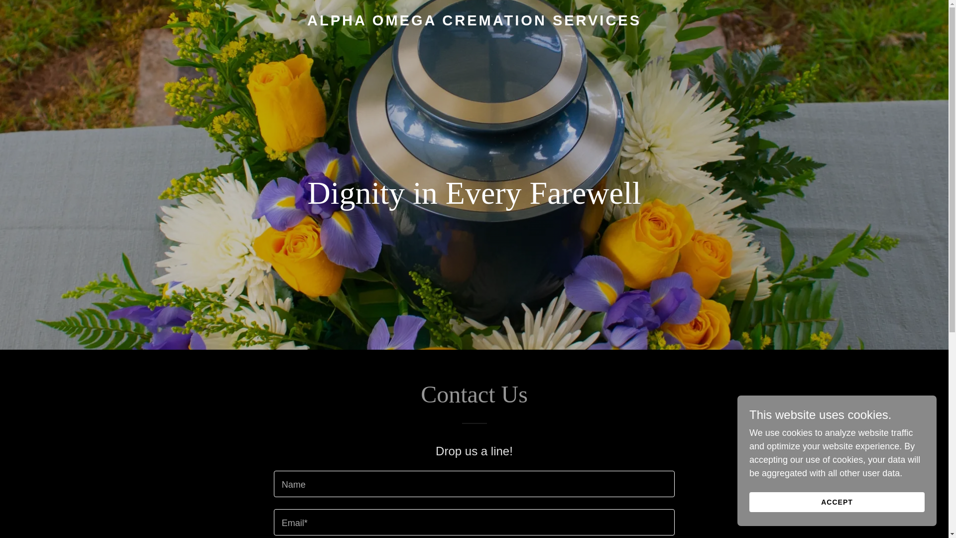 website screenshot of https://alphaomegacremationservices.com/