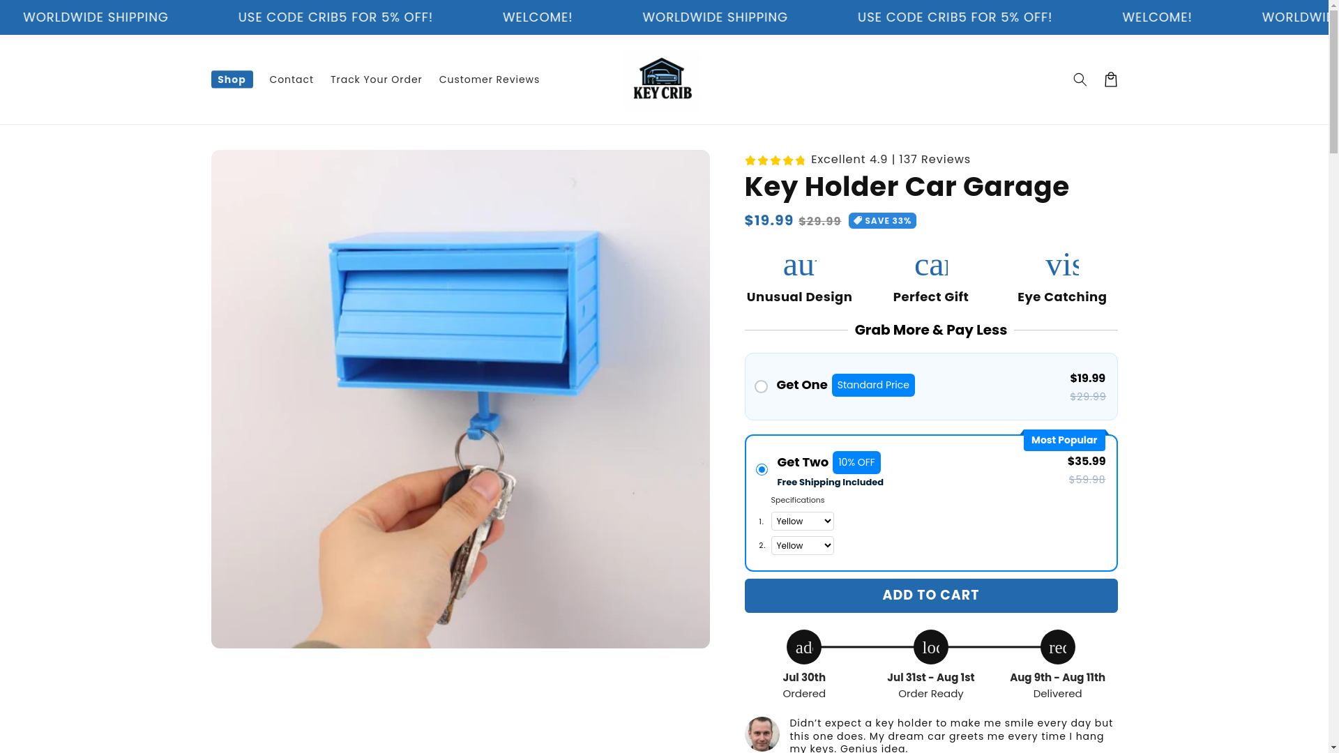 website screenshot of https://keycrib.store/