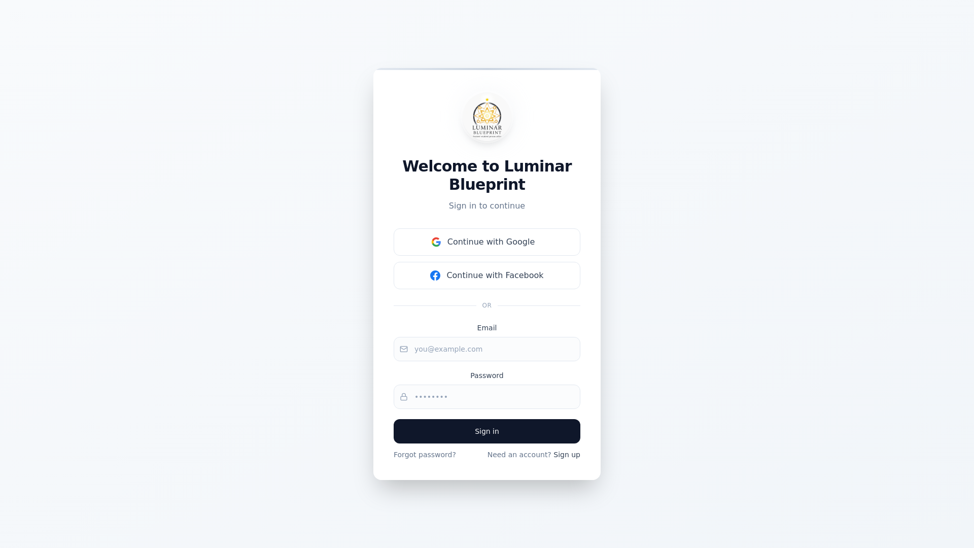website screenshot of https://luminar-blueprint.com/