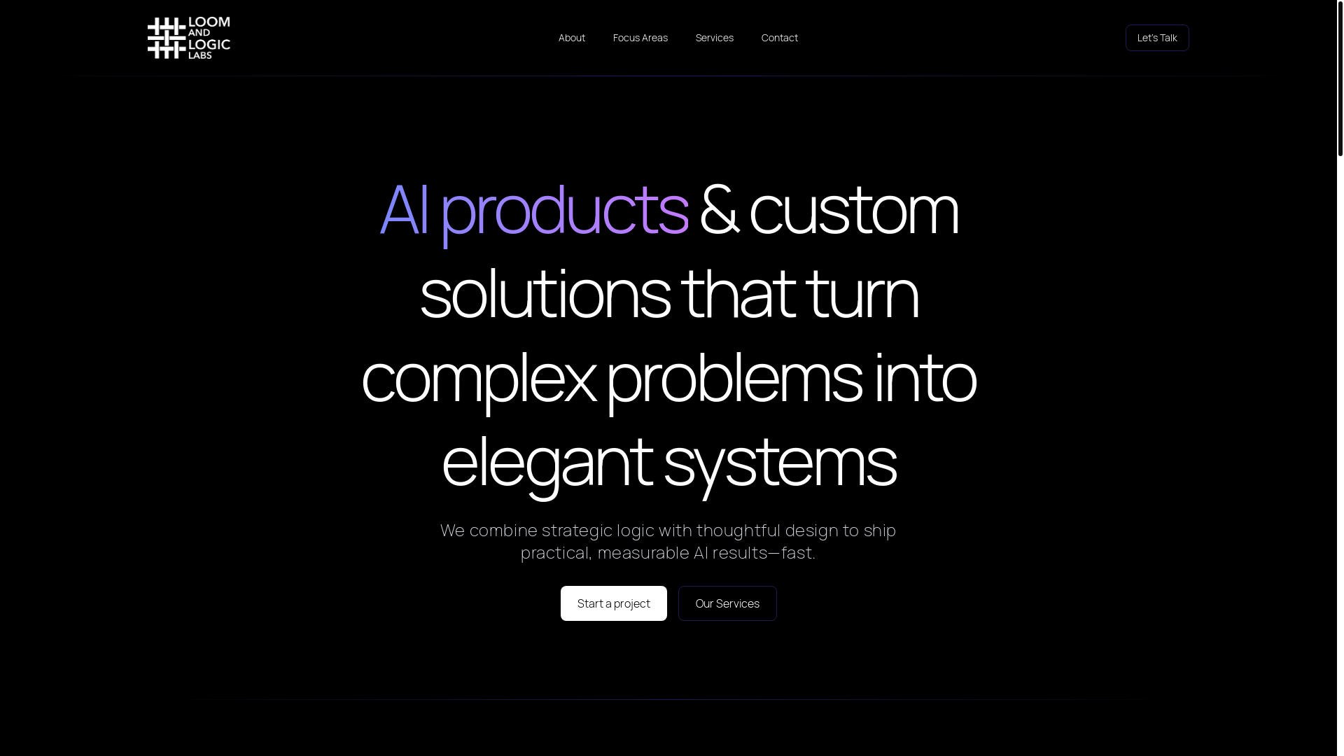 website screenshot of https://loomlogiclabs.com/