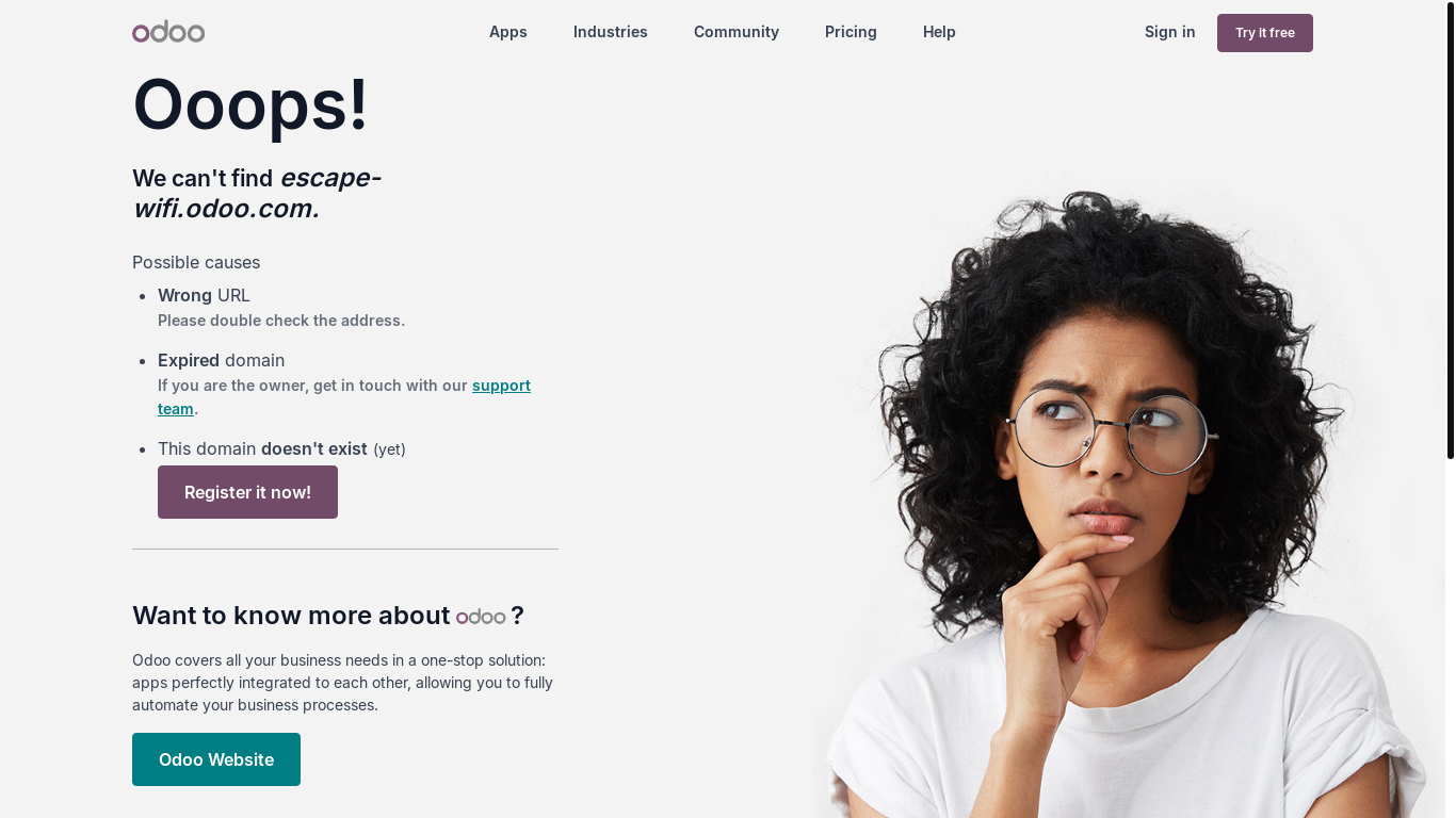 website screenshot of https://escape-wifi.com/