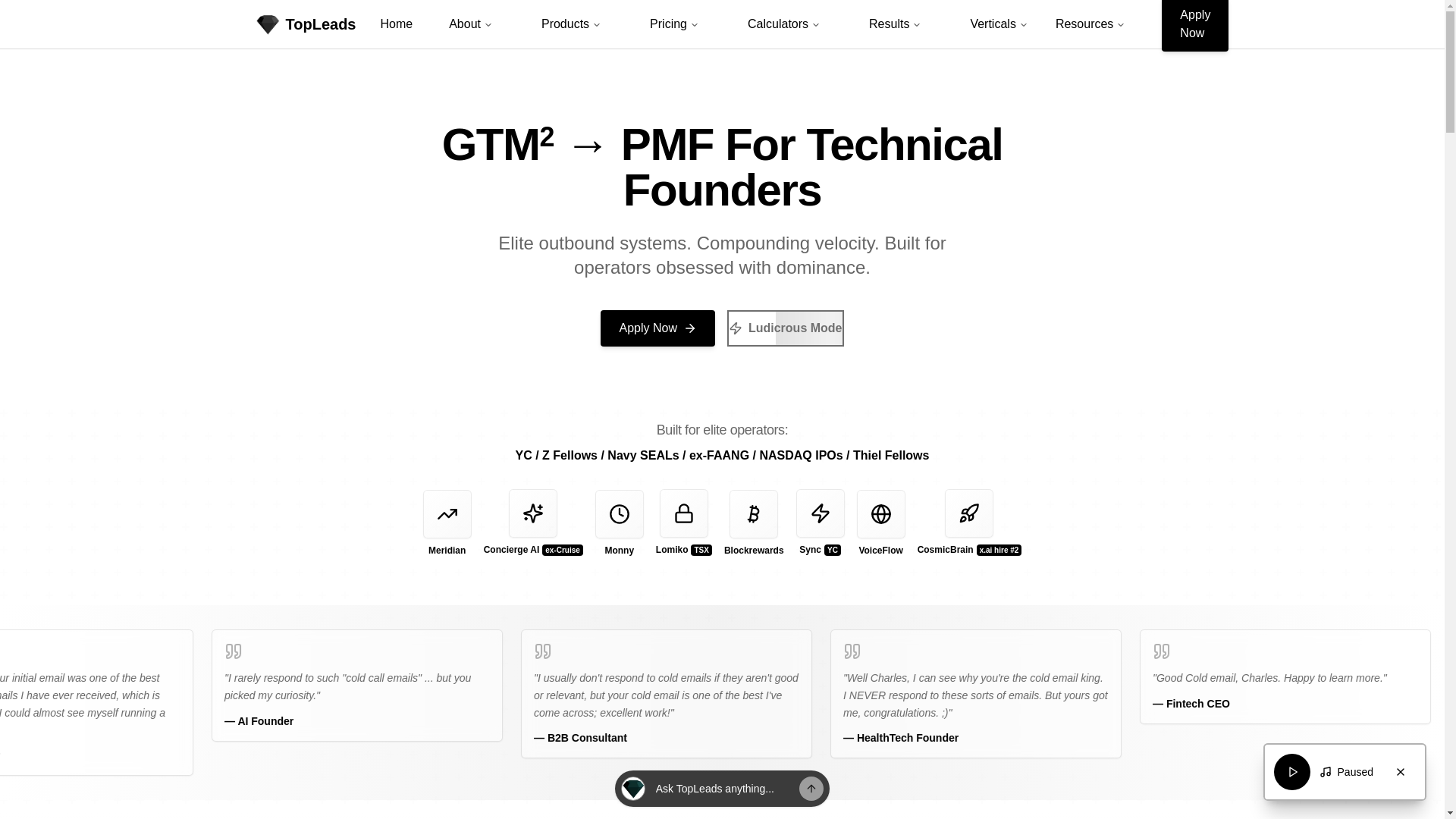 website screenshot of https://radgtm.com/