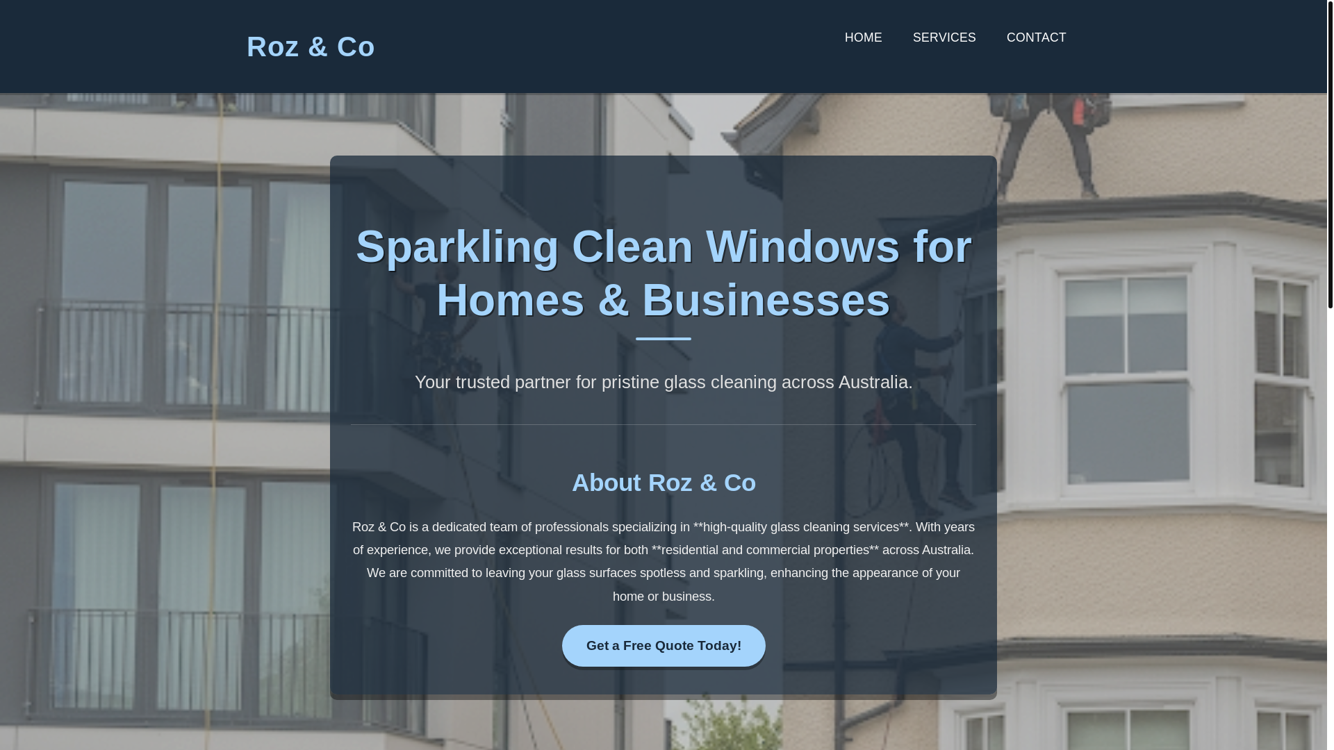 website screenshot of https://rozandcowindowcleaning.services/