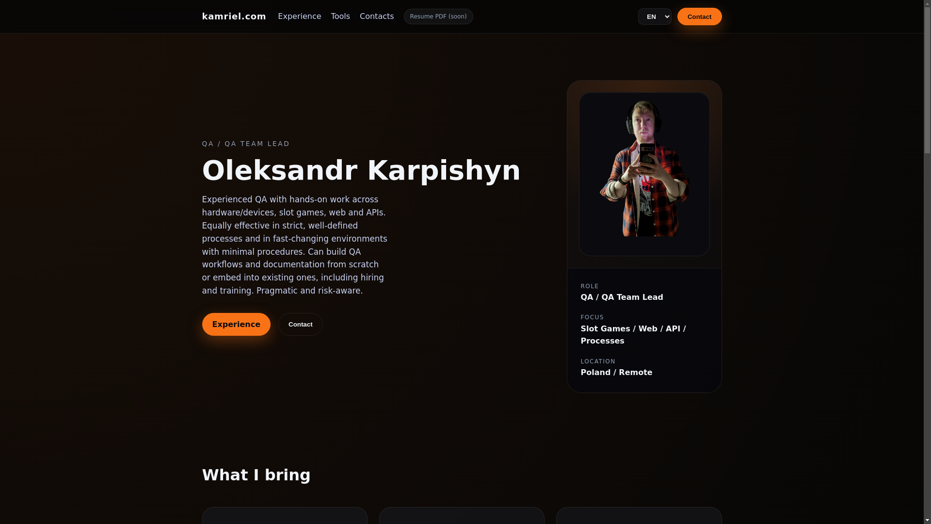 website screenshot of https://kamriel.com/