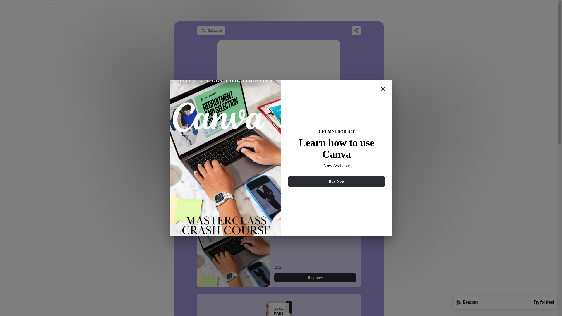 website screenshot of https://vansavibesbeauty.com/